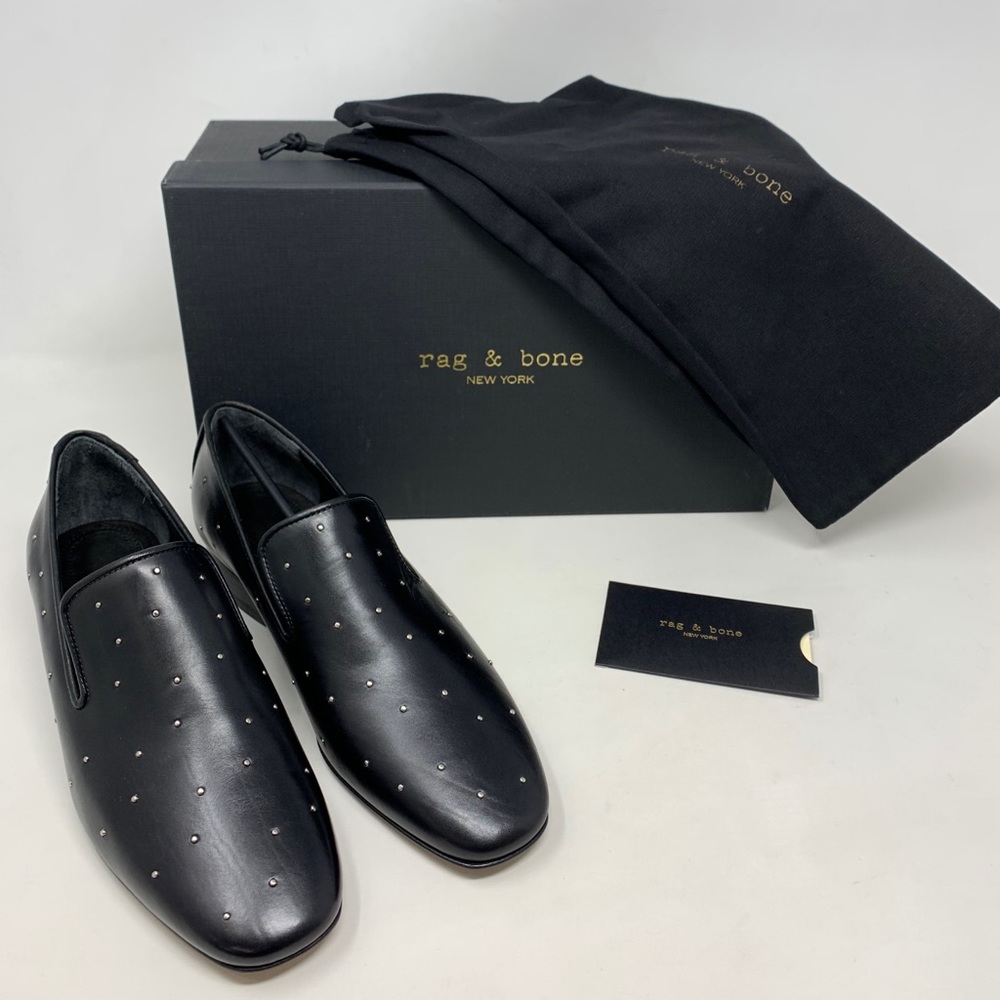 Rag & Bone Tate Black Leather Studded Loafer